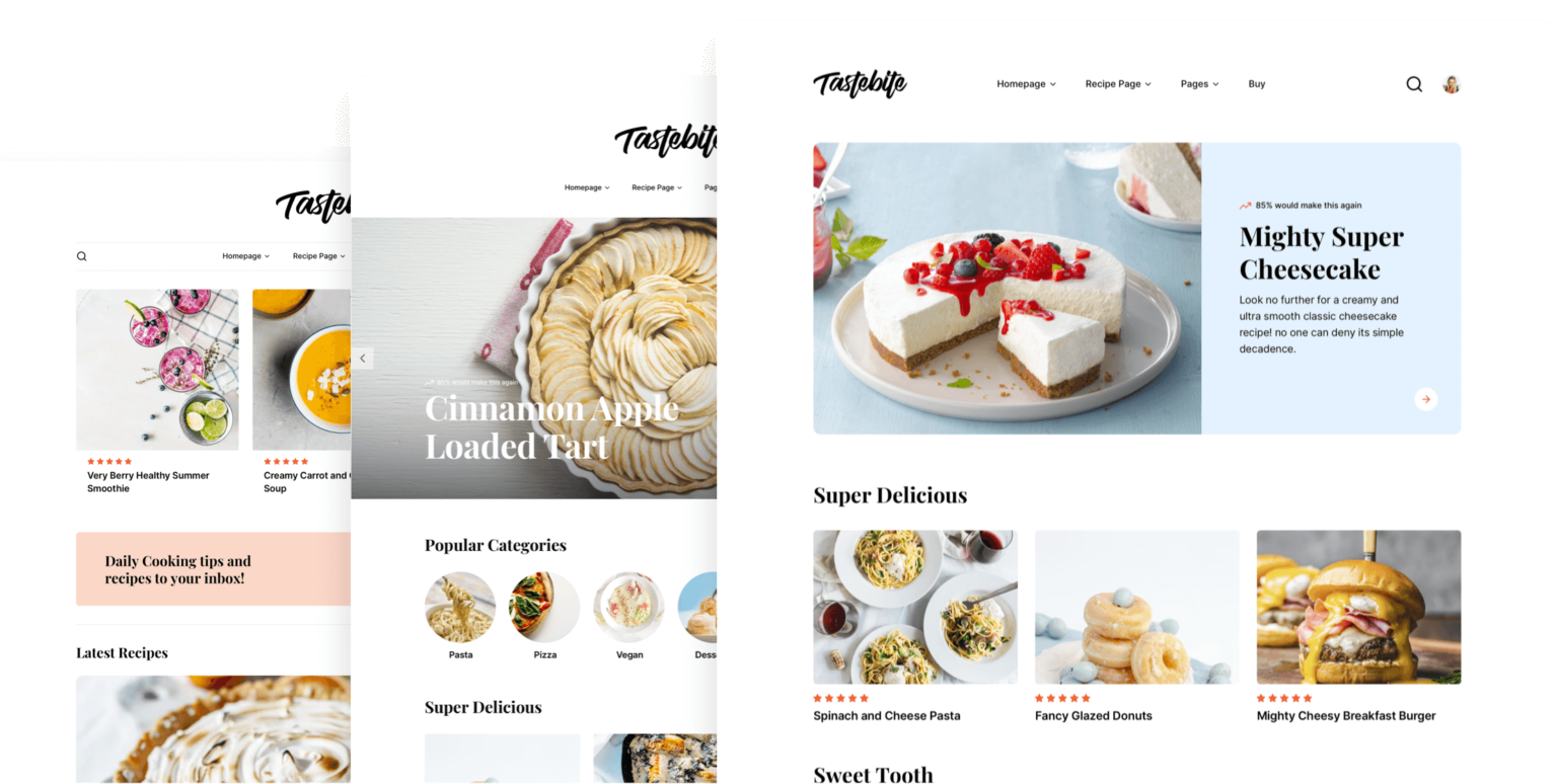 Food Recipes Website HTML Template Designs UI Kits Tastebite
