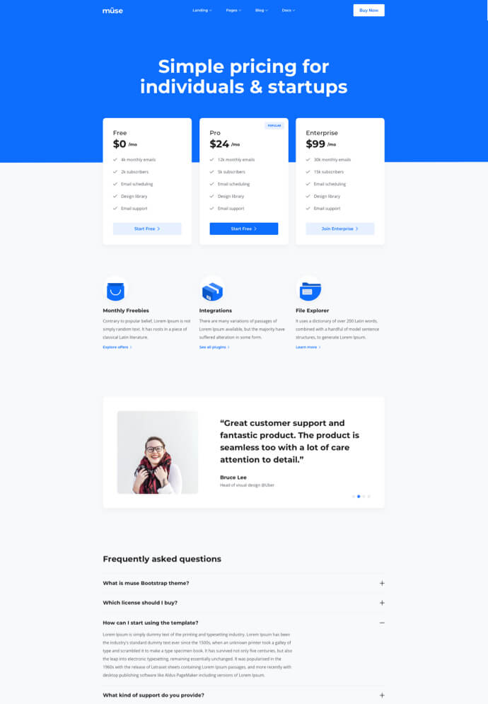 Müse – Bootstrap Template and Multipurpose UI Kit